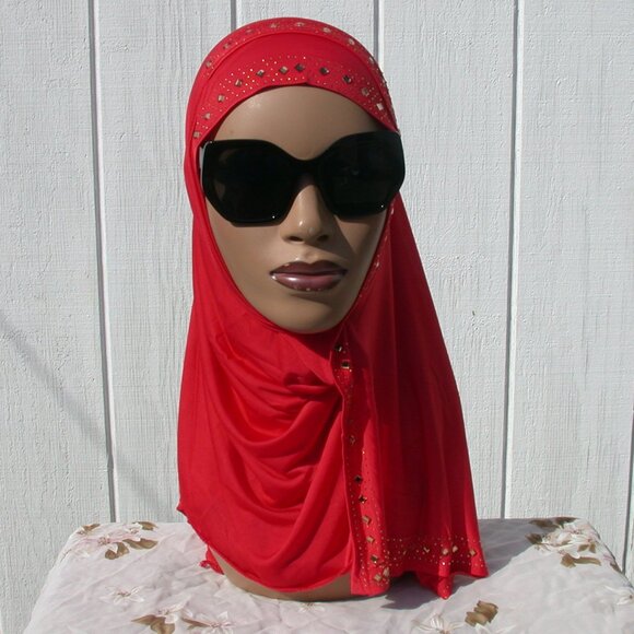 1 pc Instant Slip On Mona Style Hijab Pale Red - Picture 1 of 3
